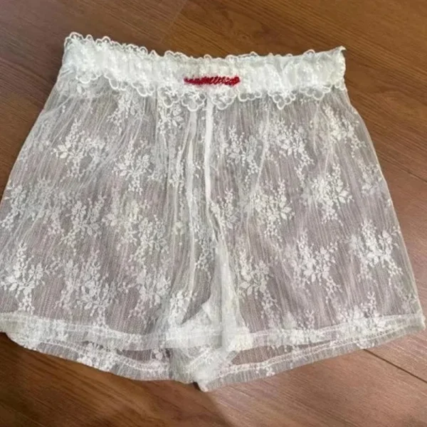 Sweet Hot Girl White Embroidered Lace Inner Leggings for Women in Summer - Image 6
