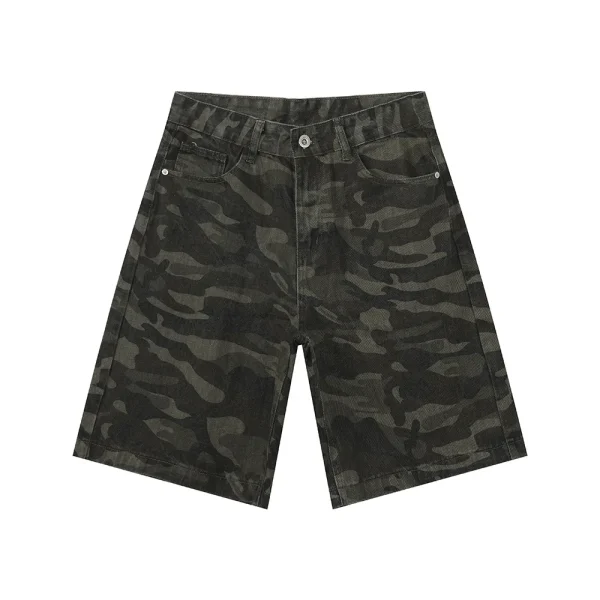 2025 Men's Summer  Camouflage Shorts Loose Wide-Leg Casual Denim Shorts Versatile Washed - Image 6