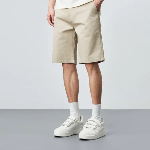 Men's Stretch Chino Shorts Summer Super Soft Cotton Twill Mid Weight Slim Fit Casual Solid Cargo Shorts