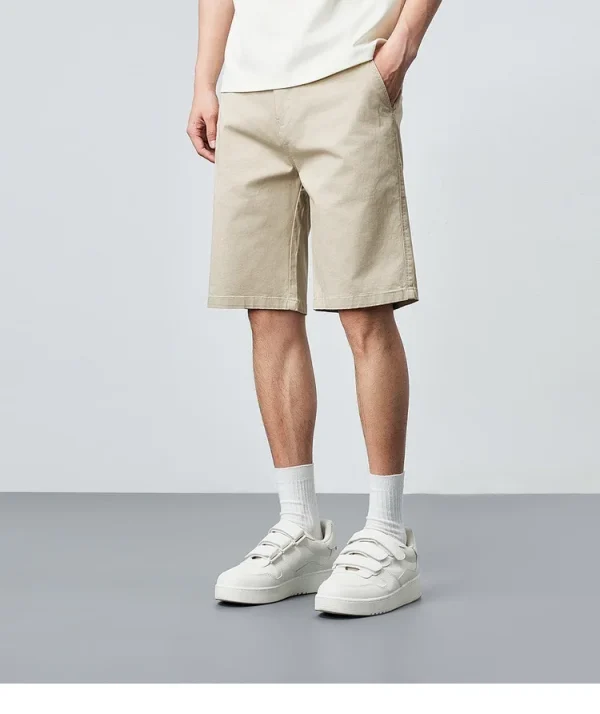 Men's Stretch Chino Shorts Summer Super Soft Cotton Twill Mid Weight Slim Fit Casual Solid Cargo Shorts