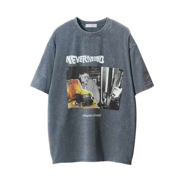 Design High Street Vintage Men T Shirt Letter Short Sleeve  T-shirt Cotton Casual and Simple Men's T-Shirt - Image 4