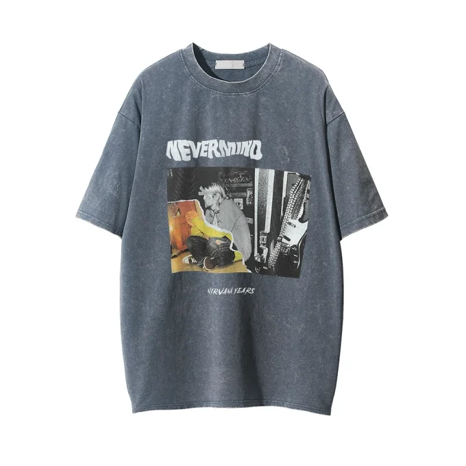 Design High Street Vintage Men T Shirt Letter Short Sleeve T-shirt Cotton Casual and Simple Men's T-Shirt