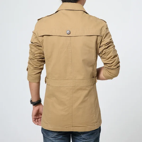 Durability Jackets Safarwhiteerwear Mring in Army Green Canvas Fabric Men Casual Woven Long Jacket for Men Long Coats - Image 5