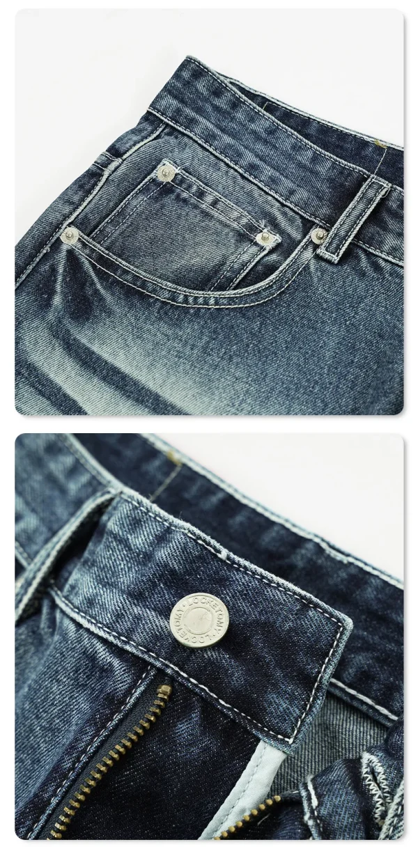 2025 Spring Summer New American Micro-Flared Trousers Men's Ins Versatile Jeans Loose Slimming Distressed Denim - Image 6
