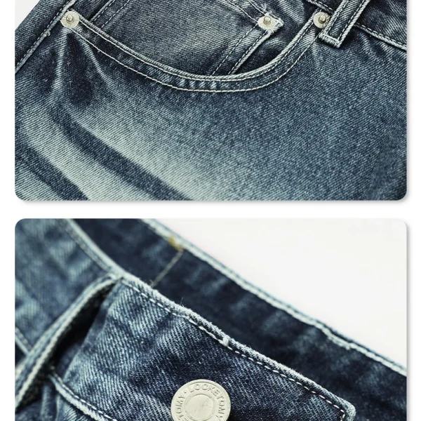 2025 Spring Summer New American Micro-Flared Trousers Men's Ins Versatile Jeans Loose Slimming Distressed Denim