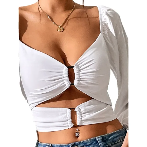 Women's Tops Spring and Summer Hot Girls Tight and Fashionable Long-sleeved Sexy Women's Clothing - Image 5