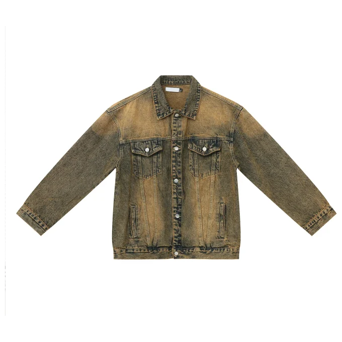 2025 Men's Fashion Autumn New American High Street Hip-Hop Style Washed Vintage Denim 100% Cotton Jacket - Image 6