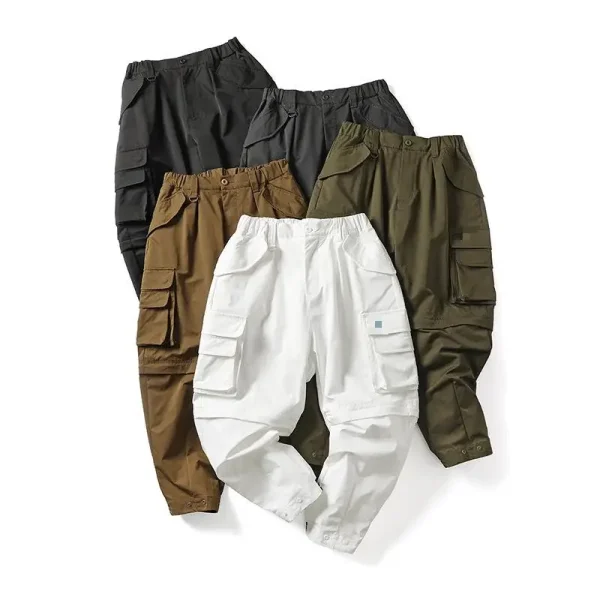 Autumn Mens Slim Fit Trousers Hip Hop Big Pockets Casual Sports Cargo Pants