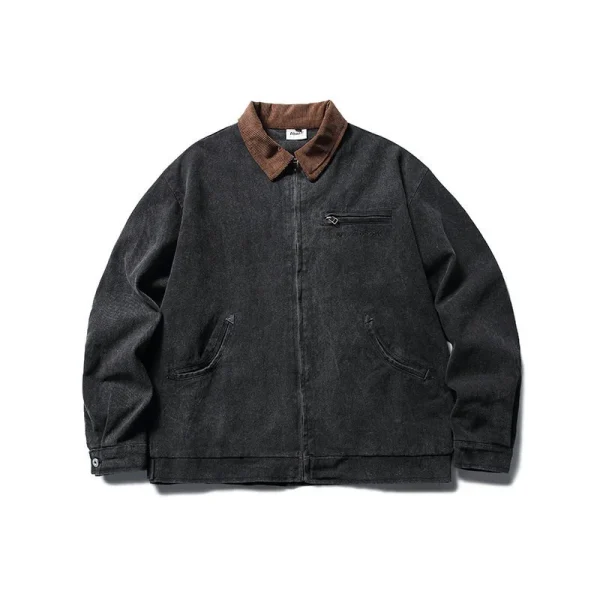 Denim Jacket Spring Men's Jacket Retro Vintage Style American Japanese Washed Distressed Workwear Lapel Trendy Vintage Look - Image 5
