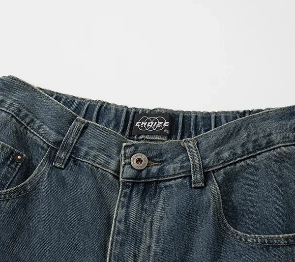 Vintage High Quality Casual Denim Ripped Straight Leg Plus Size Men's Jeans