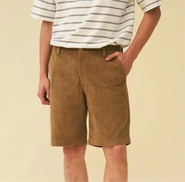 Classic Straight Corduroy Pants Vintage Washed Corduroy Loose Shorts for Mens - Image 5