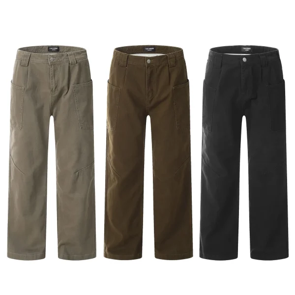 Cleanfit Niche Design Cargo Pants Loose Mid Denim Straight Jeans Maillard Pants National Trend Washed Technics Solid Waist - Image 5