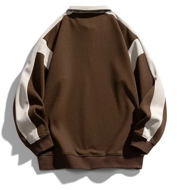 New Sustainable Pullover Half Zip Long Sleeve Oversized Sweatshirt for Men - Image 5