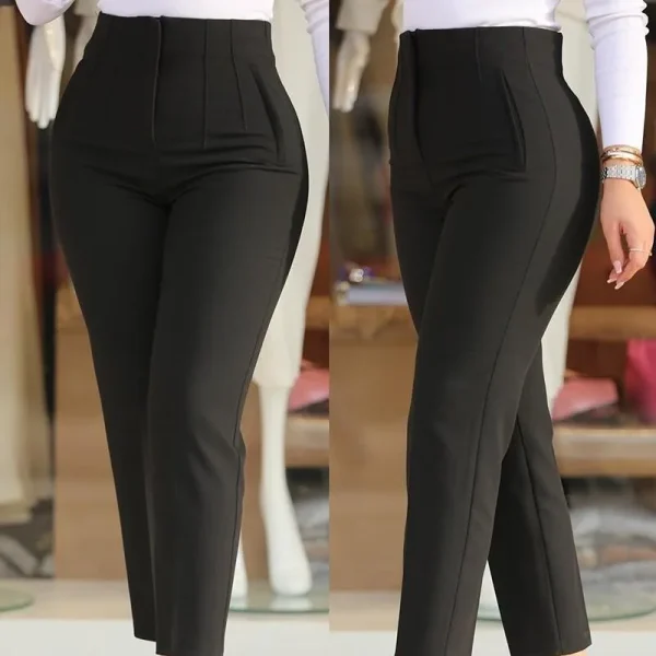 2025 Women's High Waist Skinny Pants New Casual Fashion Elastic Flat Plain Dyed Digital for Summer - Image 2