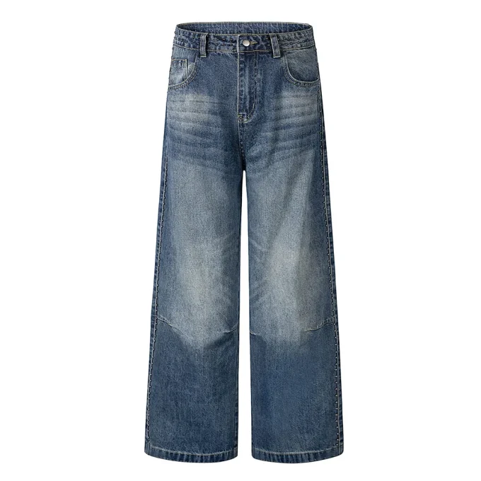 Autumn and Summer New Loose Wide-leg Korean Style Retro Shorts Jeans Men's Size - Image 3