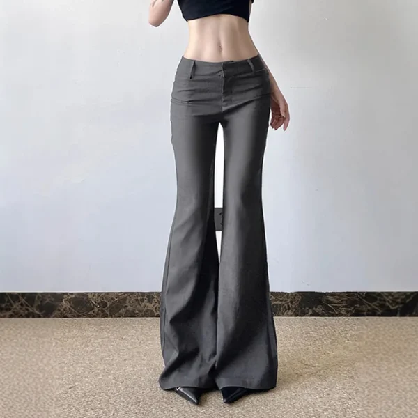 Women's Pants Trousers Solid Color Low Waist Flared Suit Hot Girl Temperament Commuting Simple - Image 2