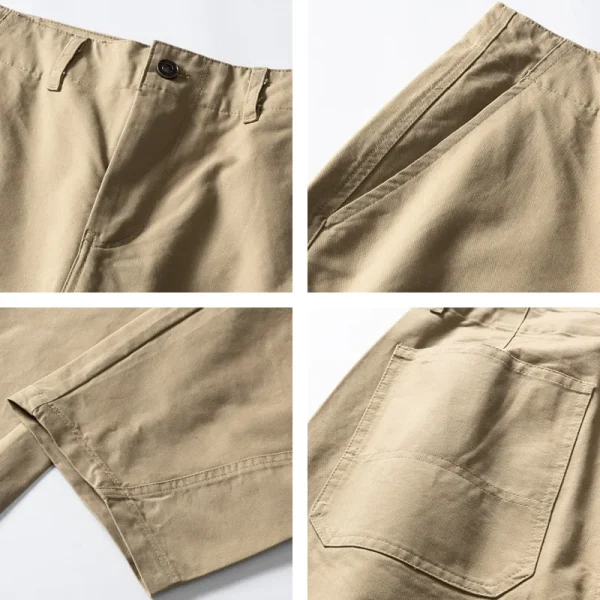 100% Cotton Ami Khaki Washed Loose Cleanfit Scimitar Tapered Pants for Men Women Straight Workwear Casual Trousers - Image 4