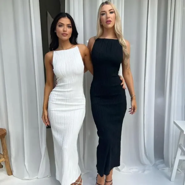 2025 Summer Trendy Sleeveless Spaghetti Strap Dress European and American Style Casual Dresses