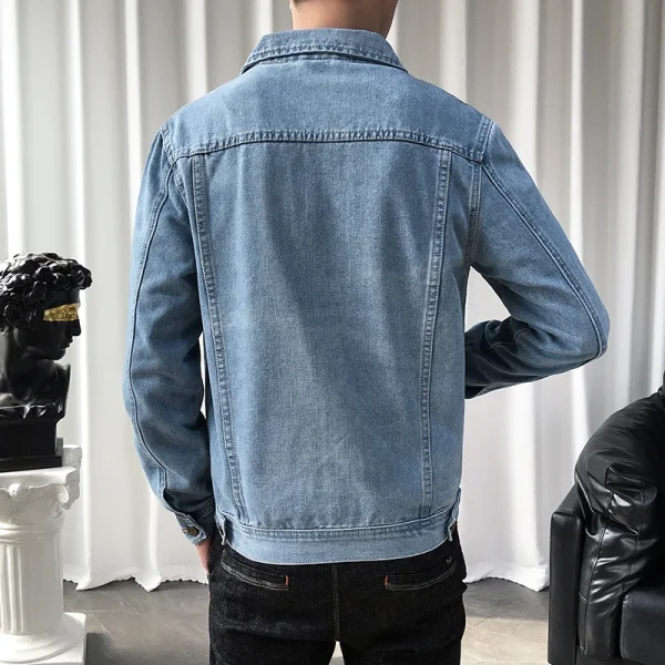 Mens Denim Jean Jacket Trendy Fashion Denim Male Streetwear Jackets Coats Fabric Vintage Denim Knitted Windproof - Image 6