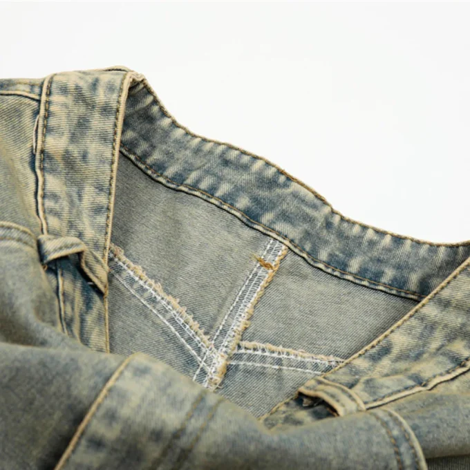 High Quality Summer Blue Raw Edges Hem Denim Shorts Men Jean Shorts Casual Clean Fit Baggy Jorts - Image 4