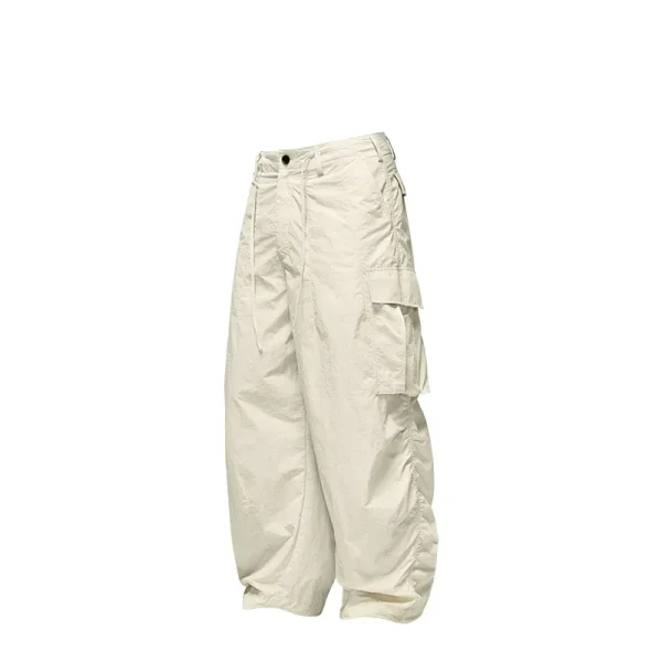 100% Nylon Loose Tooling Wide-leg Pants Multi-functional Pocket Windbreaker Pants for Men - Image 3