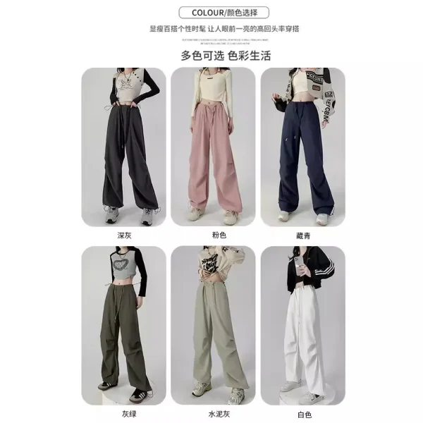 Women's High-End American-Style Cargo Pants High-Waisted Wide-Leg Sweatpants - Image 2