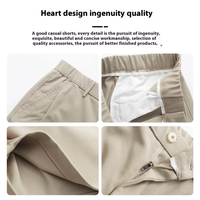 Men's 2025 New Business Casual Slimming Straight-Leg Western Sle 100% Cotton Outer Wear Summer Pleated Shorts - Image 4