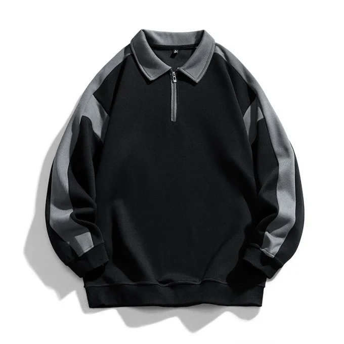 New Sustainable Pullover Half Zip Long Sleeve Oversized Sweatshirt for Men