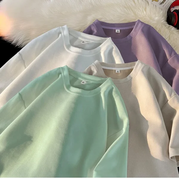 Manufacturing Screen Print Embroidery DTG Blank Cotton Oversize Plain Suede Thick Heavy Unisex T-shirt for Men