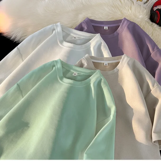 Manufacturing Screen Print Embroidery DTG Blank Cotton Oversize Plain Suede Thick Heavy Unisex T-shirt for Men