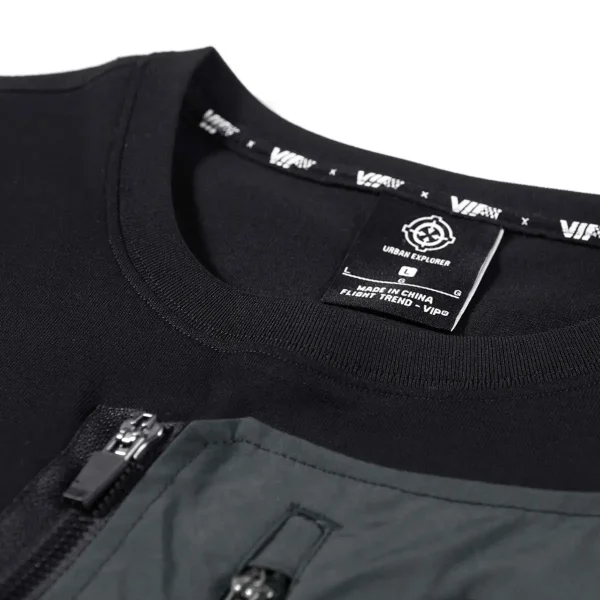 Hot Sale Oversize Patchwork Tops Multi Pocket Cotton Men's T-Shirts - Image 2