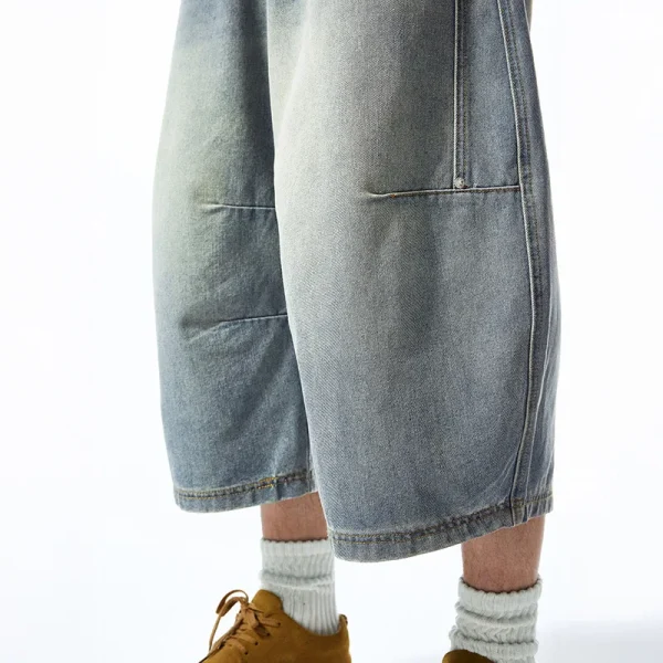 2025 Summer Fashion Vintage Breathable Washed Denim Jeans Shorts 3D Tailored Button Decorated Casual Loose Straight Shorts - Image 3