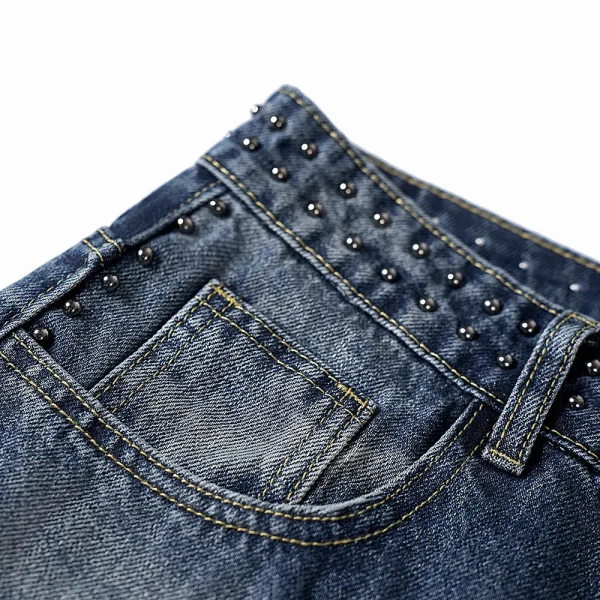 Autumn and Summer New Loose Wide-leg Korean Style Retro Shorts Jeans Men's Size