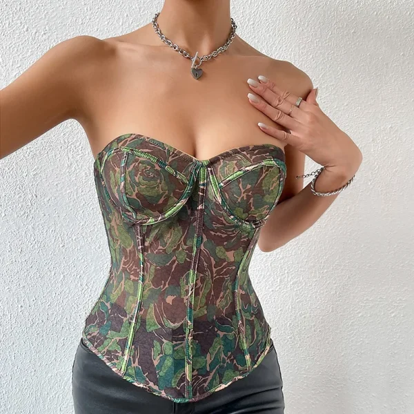 Breathable Satin Fish Bone Brace Sexy Strapless Backless Vest Casual Short Length Steel Ring Front Front Position - Image 2
