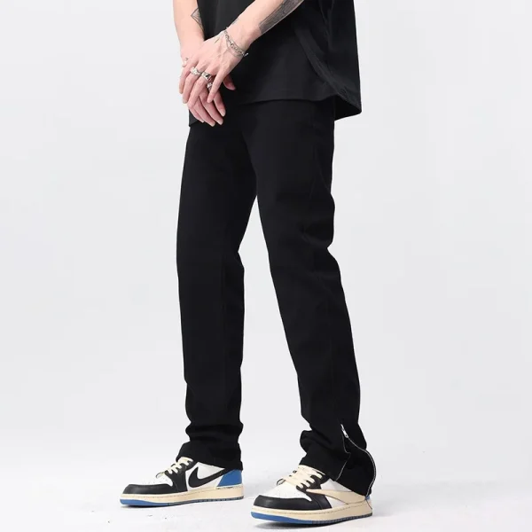 2025 New Trend High Quality Straight Leg Jeans for Men Youth Style Washed Zipper Cuff Slim Fit Casual Denim Pants - Image 3