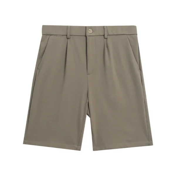 Men's 2025 Summer Business Casual Five-Point Pants New Simple Pure Color Outer Wear Knitted Pleated Dress Shorts