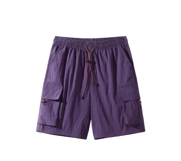 2025 Summer New Men's Casual Cargo Shorts Breathable Loose Trendy Sports Quick-Dry Five-Point Shorts Plain Dyed Woven Solid