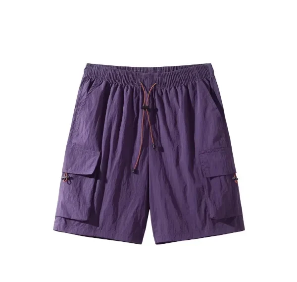 2025 Summer New Men's Casual Cargo Shorts Breathable Loose Trendy Sports Quick-Dry Five-Point Shorts Plain Dyed Woven Solid