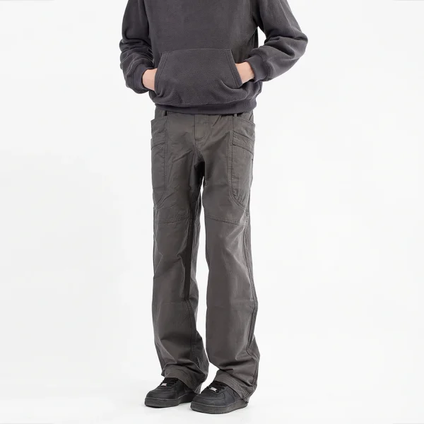 Cargo Men's Multi-Pocket Logging Work Pants Vintage Straight Loose Commuter Casual Long Cotton Fit Clean