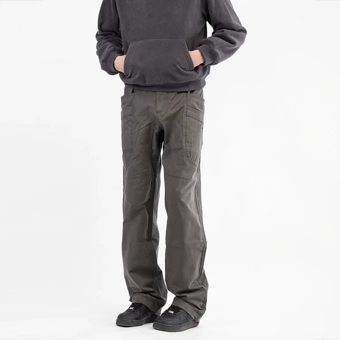 Cargo Men's Multi-Pocket Logging Work Pants Vintage Straight Loose Commuter Casual Long Cotton Fit Clean
