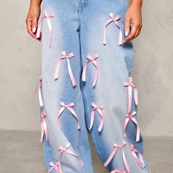 Women's Old Street Style High Waist Wide-leg Jeans Breathable Denim Button Decoration Casual Baggy Cut Boot Cut Summer Solid