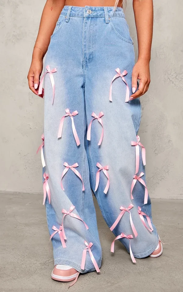 Women's Old Street Style High Waist Wide-leg Jeans Breathable Denim Button Decoration Casual Baggy Cut Boot Cut Summer Solid - Image 6