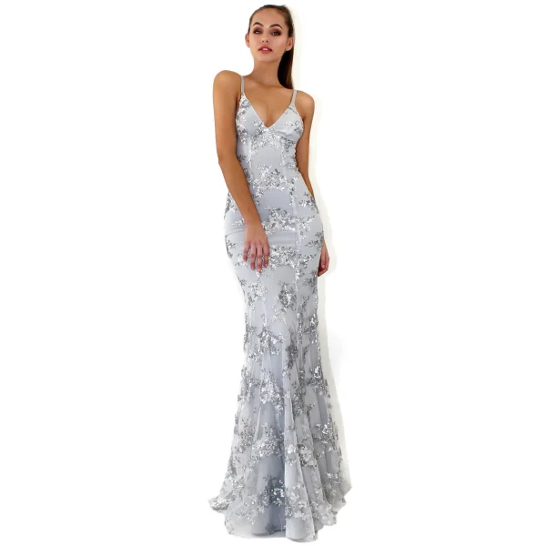 2025 New Women's Cross-Border European and American Fashion V-Neck Backless Sequin Tie Dress with Strap for Summer - Image 5