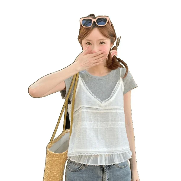 Women's  Two-Piece Set Casual Solid  Seasonal Clearance  Short Neck Top - Image 5