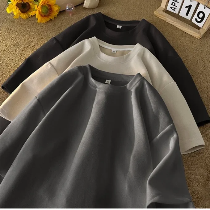 Manufacturing Screen Print Embroidery DTG Blank Cotton Oversize Plain Suede Thick Heavy Unisex T-shirt for Men