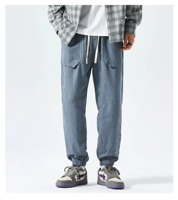 3D Embroidered Nylon Track Trousers Men's Corduroy Pants - Image 5