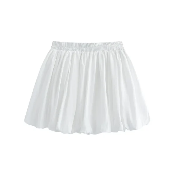 Summer New Gray Puff Skirt Pants for Women Casual Style Loose Fit Petite A-Line Slimming Puffy Pleated Skirt Nonwoven Weaving