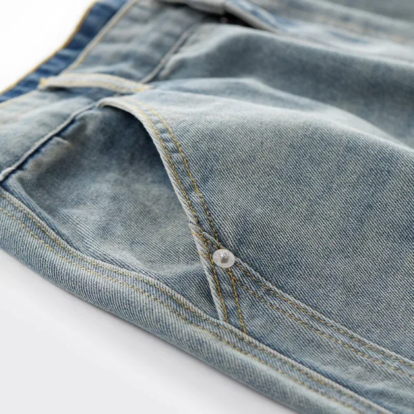 2025 Summer Fashion Vintage Breathable Washed Denim Jeans Shorts 3D Tailored Button Decorated Casual Loose Straight Shorts - Image 4