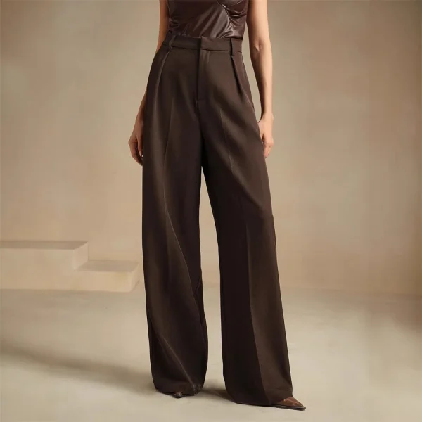 Women's Elegant High-Waisted Long Pants Solid Color  Commuter Suit Pants - Image 4