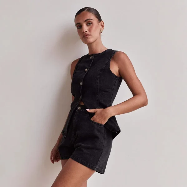 Spring Summer Vintage European American  New Casual Sleeveless Waist High Waist Loose Denim - Image 4